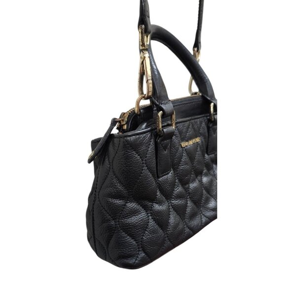 Vera Bradley Black Quilted Leather Mini Bag Crossbody Top Handle Chic Everyday - Picture 9 of 16